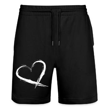 Heart Design Brush New Vector Gafik White Street Art - Stanley/Stella Trainer Unisex Organic Jogging Shorts - black - Front - Nik (191cm) & Marisol (170cm)