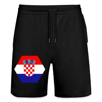 Raute Kroatien Heimat Liebe Geschenk Retro - Stanley/Stella Unisex Bio Joggingshorts Trainer  - Schwarz - Vorne - Nik (191cm) & Marisol (170cm)