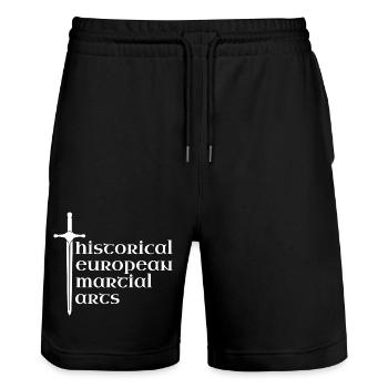 Historical European Martial Arts (HEMA) m. Schwert - Stanley/Stella Unisex Bio Joggingshorts Trainer  - Schwarz - Vorne - Nik (191cm) & Marisol (170cm)