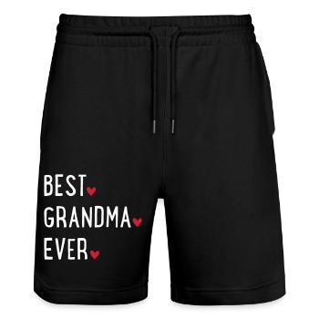 granny - Stanley/Stella Trainer Unisex Organic Jogging Shorts - black - Front - Nik (191cm) & Marisol (170cm)