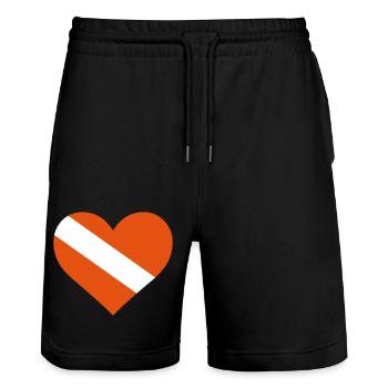Drapeau de plongée coeur rayures diagonales - Short de jogging bio TRAINER Stanley/Stella unisexe - noir - Devant - Nik (191cm) & Marisol (170cm)