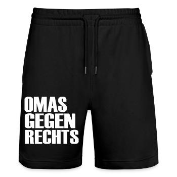 Omas gegen rechts - Stanley/Stella Unisex Bio Joggingshorts Trainer  - Schwarz - Vorne - Nik (191cm) & Marisol (170cm)