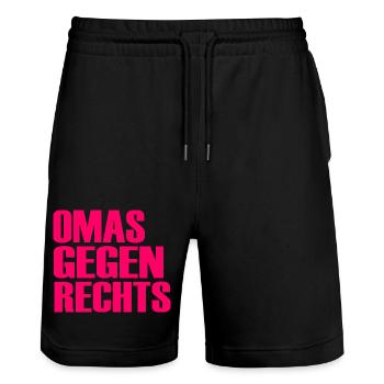 Omas gegen rechts - Stanley/Stella Unisex Bio Joggingshorts Trainer  - Schwarz - Vorne - Nik (191cm) & Marisol (170cm)