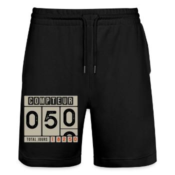 50 YEARS ON THE COUNTER Gift ideas 50th anniversary - Stanley/Stella Trainer Unisex Organic Jogging Shorts - black - Front - Nik (191cm) & Marisol (170cm)