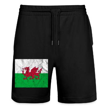Drapeau du Pays de Galles Vintage - Short de jogging bio TRAINER Stanley/Stella unisexe - noir - Devant - Nik (191cm) & Marisol (170cm)