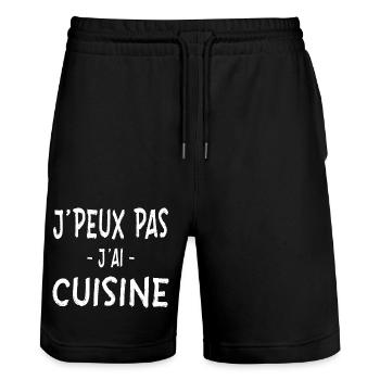 Je Peux Pas J'ai Cuisine - Short de jogging bio TRAINER Stanley/Stella unisexe - noir - Devant - Nik (191cm) & Marisol (170cm)