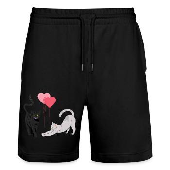 Chats ballons - Short de jogging bio TRAINER Stanley/Stella unisexe - noir - Devant - Nik (191cm) & Marisol (170cm)
