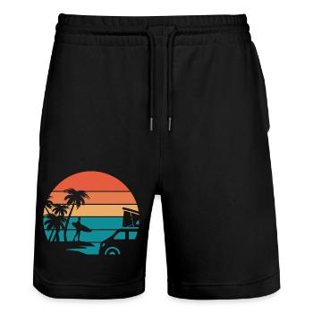 surfer surfing gift sport surfing man woman - Stanley/Stella Trainer Unisex Organic Jogging Shorts - black - Front - Nik (191cm) & Marisol (170cm)