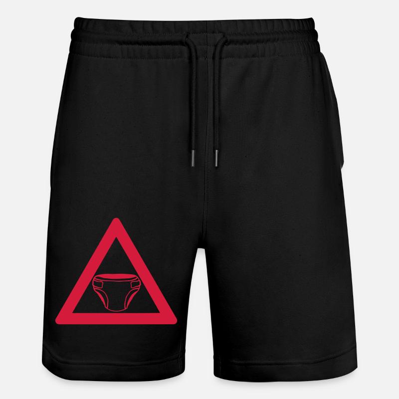 Warnung Windel Schild - Stanley/Stella Unisex Bio Joggingshorts Trainer  - Schwarz