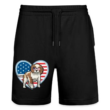 Cavalier King Charles Spaniel - Stanley/Stella Unisex Bio Joggingshorts Trainer  - Schwarz - Vorne - Nik (191cm) & Marisol (170cm)