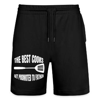 Kochen Papa Köche Vater Koch Dad Küche Opa - Stanley/Stella Unisex Bio Joggingshorts Trainer  - Schwarz - Vorne - Nik (191cm) & Marisol (170cm)