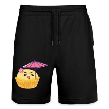 Süßer Kawaii Cupcake Japanische Süßigkeit Cartoon - Stanley/Stella Unisex Bio Joggingshorts Trainer  - Schwarz - Vorne - Nik (191cm) & Marisol (170cm)