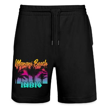 Marari Beach India - Stanley/Stella Unisex Bio Joggingshorts Trainer  - Schwarz - Vorne - Nik (191cm) & Marisol (170cm)