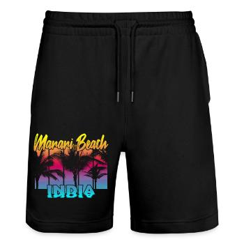 Marari Beach India - Stanley/Stella Unisex Bio Joggingshorts Trainer  - Schwarz - Vorne - Nik (191cm) & Marisol (170cm)