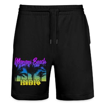 Marari Beach India - Stanley/Stella Unisex Bio Joggingshorts Trainer  - Schwarz - Vorne - Nik (191cm) & Marisol (170cm)