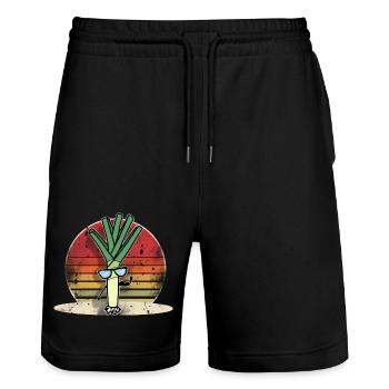 Poireau - Short de jogging bio TRAINER Stanley/Stella unisexe - noir - Devant - Nik (191cm) & Marisol (170cm)