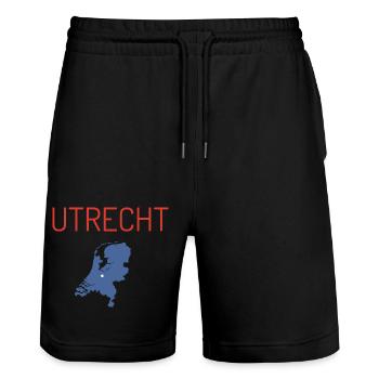 Utrecht T-Shirt Netherlands Souvenir - Stanley/Stella Trainer Unisex Organic Jogging Shorts - black - Front - Nik (191cm) & Marisol (170cm)