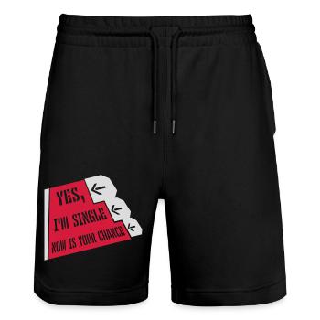 célibataire maintenant votre chance - Short de jogging bio TRAINER Stanley/Stella unisexe - noir - Devant - Nik (191cm) & Marisol (170cm)