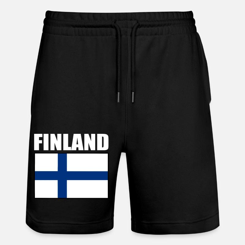 FINLANDE DRAPEAU FINLANDAIS - Short de jogging bio TRAINER Stanley/Stella unisexe - noir