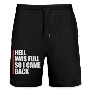 hell was full Zitat - Stanley/Stella Unisex Bio Joggingshorts Trainer  - Schwarz - Vorne - Nik (191cm) & Marisol (170cm)