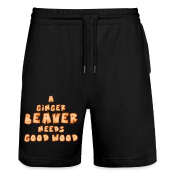 A ginger Beaver needs good Wood Frauen Spruch - Stanley/Stella Unisex Bio Joggingshorts Trainer  - Schwarz - Vorne - Nik (191cm) & Marisol (170cm)