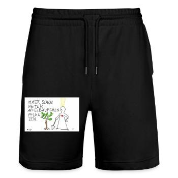 Immer schön weiter Apfelbäumchen pflanzen. - Stanley/Stella Unisex Bio Joggingshorts Trainer  - Schwarz - Vorne - Nik (191cm) & Marisol (170cm)