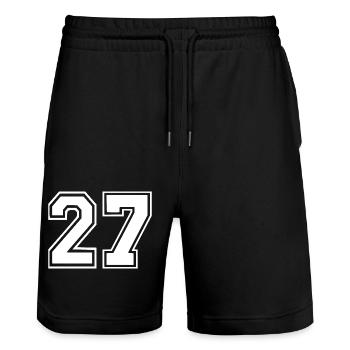 27 - Stanley/Stella Trainer Unisex Organic Jogging Shorts - black - Front - Nik (191cm) & Marisol (170cm)