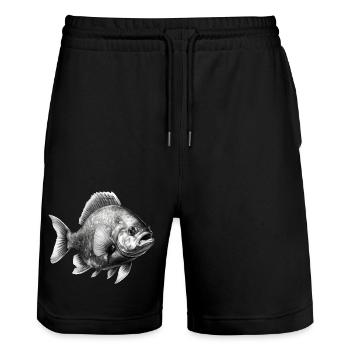 Der Piranha im Bleistift Nr. 2 - Stanley/Stella Unisex Bio Joggingshorts Trainer  - Schwarz - Vorne - Nik (191cm) & Marisol (170cm)