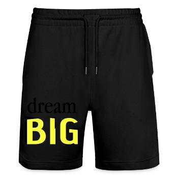 Dream big - Stanley/Stella Trainer Unisex Organic Jogging Shorts - black - Front - Nik (191cm) & Marisol (170cm)