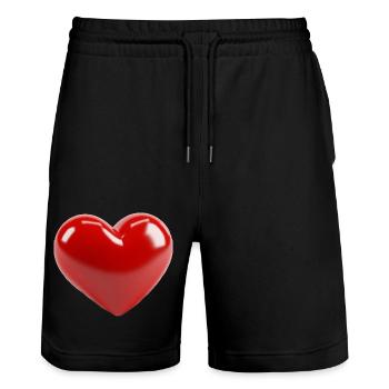 Ein 3D-Herz - Stanley/Stella Unisex Bio Joggingshorts Trainer  - Schwarz - Vorne - Nik (191cm) & Marisol (170cm)