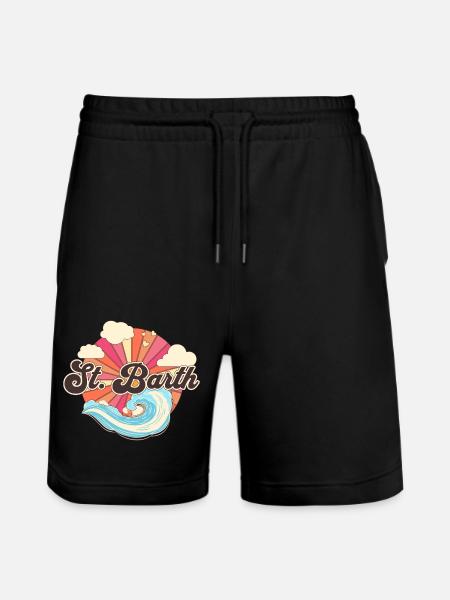 Saint Barthelemy Retro 80s Beach - Stanley/Stella Trainer Unisex Organic Jogging Shorts - black