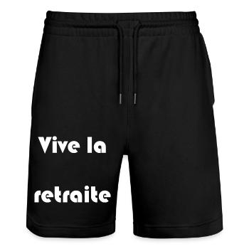 RETRAITE. RETRAITE. RETRAITEE. SENIOR. MAMIE. PAPY - Short de jogging bio TRAINER Stanley/Stella unisexe - noir - Devant - Nik (191cm) & Marisol (170cm)