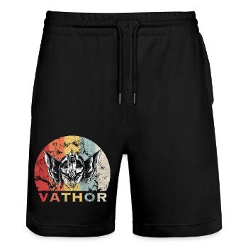 Cooles Vathor Vatertag Papa Vater Geschenk - Stanley/Stella Unisex Bio Joggingshorts Trainer  - Schwarz - Vorne - Nik (191cm) & Marisol (170cm)