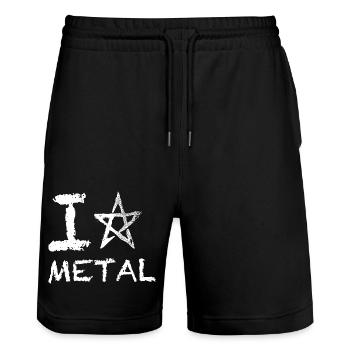 I Penta Metal - Logo Blanc - Short de jogging bio TRAINER Stanley/Stella unisexe - noir - Devant - Nik (191cm) & Marisol (170cm)