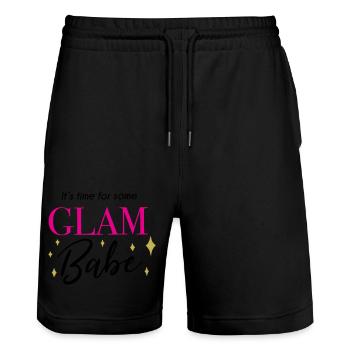 It‘ time for some glam babe - Makeup Spruch - Stanley/Stella Unisex Bio Joggingshorts Trainer  - Schwarz - Vorne - Nik (191cm) & Marisol (170cm)