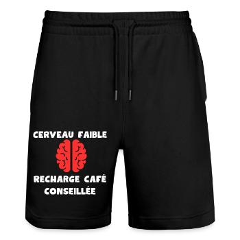 Cerveau faible, recharge café conseillée - Short de jogging bio TRAINER Stanley/Stella unisexe - noir - Devant - Nik (191cm) & Marisol (170cm)