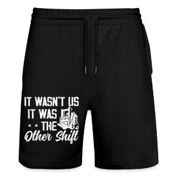 It wasn't us, it was The Other Shift Forklift Opera - Stanley/Stella Trainer Unisex Organic Jogging Shorts - black - Front - Nik (191cm) & Marisol (170cm)