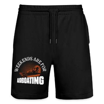 Les week-ends sont pour Airboating Swamp Airboat - Short de jogging bio TRAINER Stanley/Stella unisexe - noir - Devant - Nik (191cm) & Marisol (170cm)