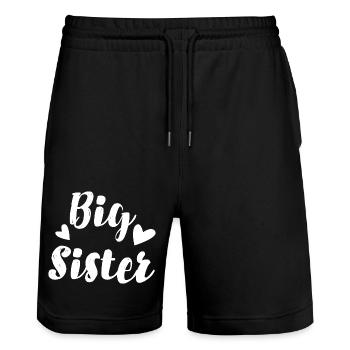 big sister - Short de jogging bio TRAINER Stanley/Stella unisexe - noir - Devant - Nik (191cm) & Marisol (170cm)
