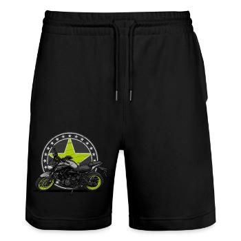 MT-07 MT07 Motorcycle - Stanley/Stella Trainer Unisex Organic Jogging Shorts - black - Front - Nik (191cm) & Marisol (170cm)