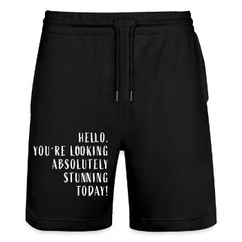 Hello You're looking absolutely stunning today! - Stanley/Stella Unisex Bio Joggingshorts Trainer  - Schwarz - Vorne - Nik (191cm) & Marisol (170cm)