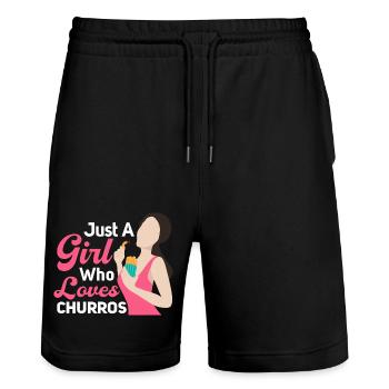 Juste une fille qui aime les churros Pâtisserie latine de - Short de jogging bio TRAINER Stanley/Stella unisexe - noir - Devant - Nik (191cm) & Marisol (170cm)