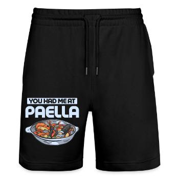 You Had Me At Paella Food Espana Rice Dish - Stanley/Stella Trainer Unisex Organic Jogging Shorts - black - Front - Nik (191cm) & Marisol (170cm)