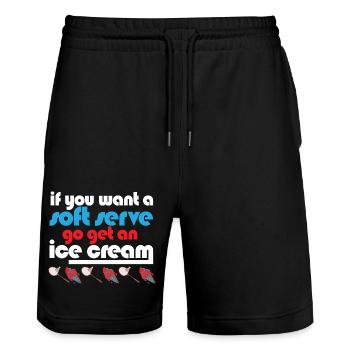 Funny Badminton If You Want A Soft Serve Go Get - Stanley/Stella Unisex Bio Joggingshorts Trainer  - Schwarz - Vorne - Nik (191cm) & Marisol (170cm)
