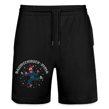 Tree Decoration Ninja in Retro Flat Design - Stanley/Stella Trainer Unisex Organic Jogging Shorts - black - Front - Nik (191cm) & Marisol (170cm)
