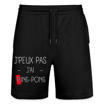 J'peux pas j'ai Ping-pong - Short de jogging bio TRAINER Stanley/Stella unisexe - noir - Devant - Nik (191cm) & Marisol (170cm)