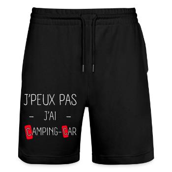 j'peux pas j'ai camping car - Short de jogging bio TRAINER Stanley/Stella unisexe - noir - Devant - Nik (191cm) & Marisol (170cm)