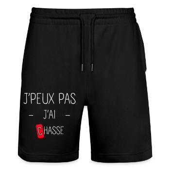 J'peux pas j'ai chasse - Short de jogging bio TRAINER Stanley/Stella unisexe - noir - Devant - Nik (191cm) & Marisol (170cm)