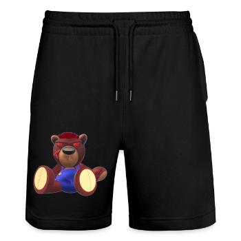 Creepy Teddy Natural - Stanley/Stella Unisex Bio Joggingshorts Trainer  - Schwarz - Vorne - Nik (191cm) & Marisol (170cm)