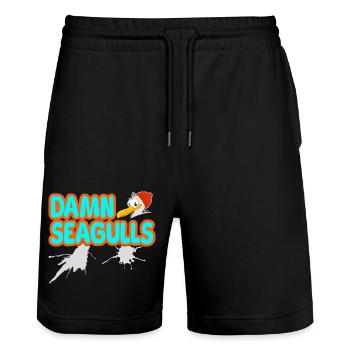 Verdammte Möwen lustiger Segler Kapitän Spruch - Stanley/Stella Unisex Bio Joggingshorts Trainer  - Schwarz - Vorne - Nik (191cm) & Marisol (170cm)